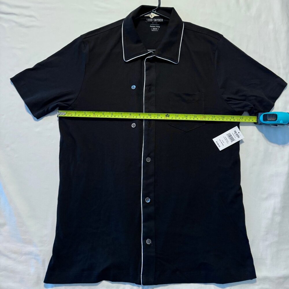 Todd Snyder Men's Medium Made in L.A. Montauk Tipped Full Placket Polo in Black